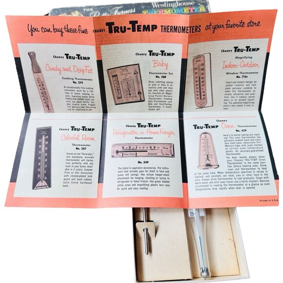 VTG 50s MCM Betty Furness Westinghouse Candy & Cooking Thermometer Set Box NOS - Picture 5 of 8